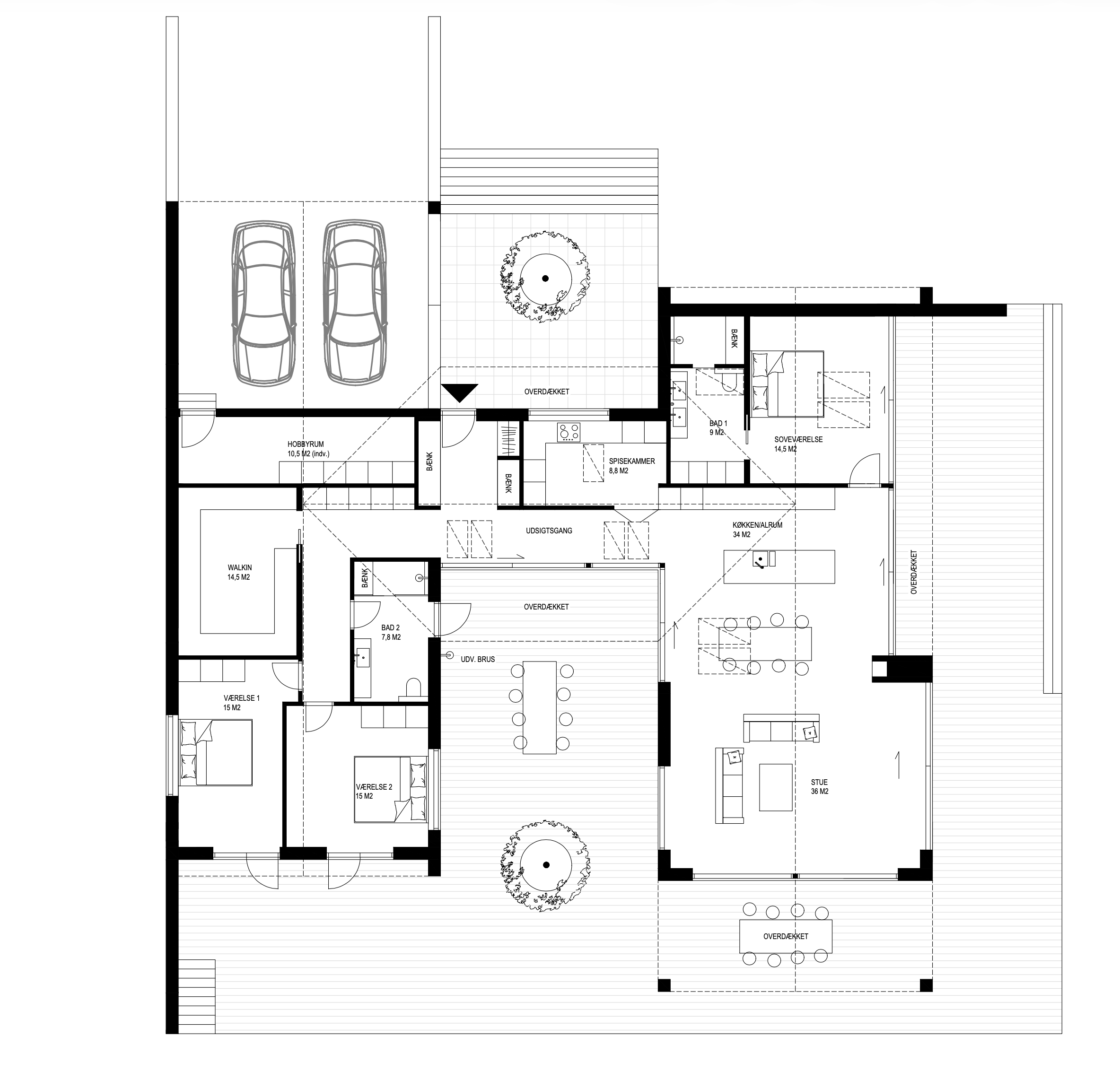 Plantegning af arkitekttegnet gårdhus på 189 m²