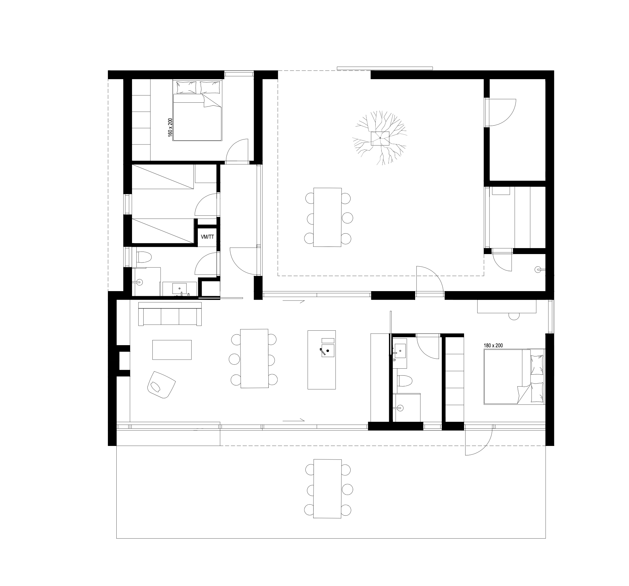LYSNING 02 - PLANTEGNING SOMMERHUS MED BESKYTTET GÅRDRUM